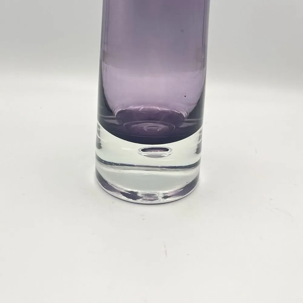 Krosno Poland Amethyst Art Glass Vase Candle Holder Suspended Bubble